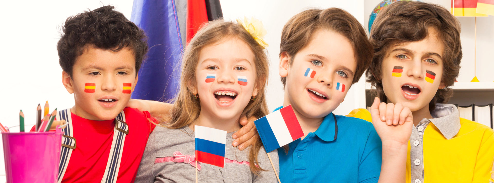 kids holding flags